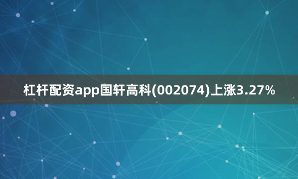 杠杆配资app国轩高科(002074)上涨3.27%