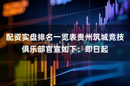 配资实盘排名一览表贵州筑城竞技俱乐部官宣如下：即日起
